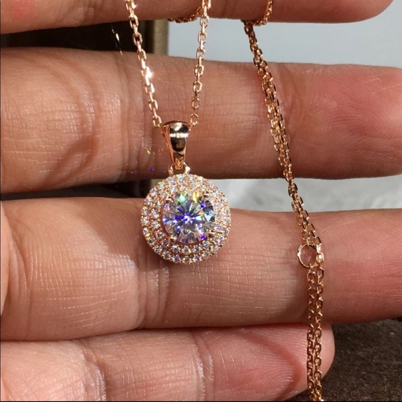 New Women’s Rose Gold Diamond lady Necklace - Picture 2 of 4